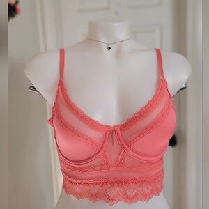 Lace Trim Coral Bralette